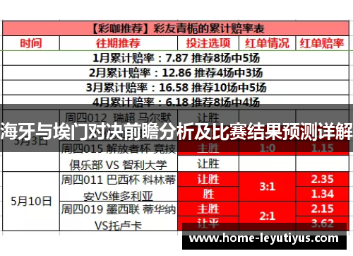 海牙与埃门对决前瞻分析及比赛结果预测详解